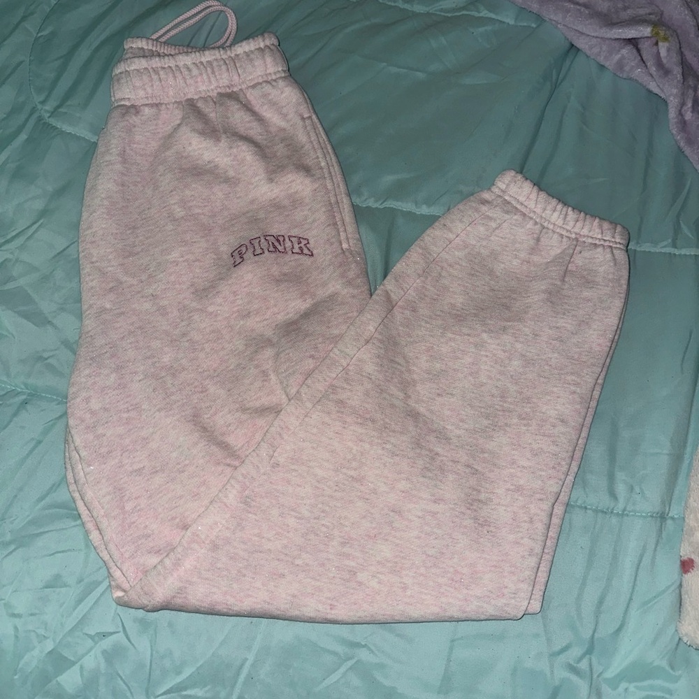 PINK Victoria's Secret woven petal pink shine Joggers